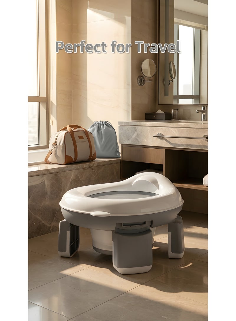 Beauenty Portable Potty Training Toilet for Kids with Storage Bag,Foldable Travel Potty Chair for Outdoor and Indoor Easy to Clean,Toddler Urinal,Potty Training Toilet Seat for Boys and Girls(Gray) - Image 3