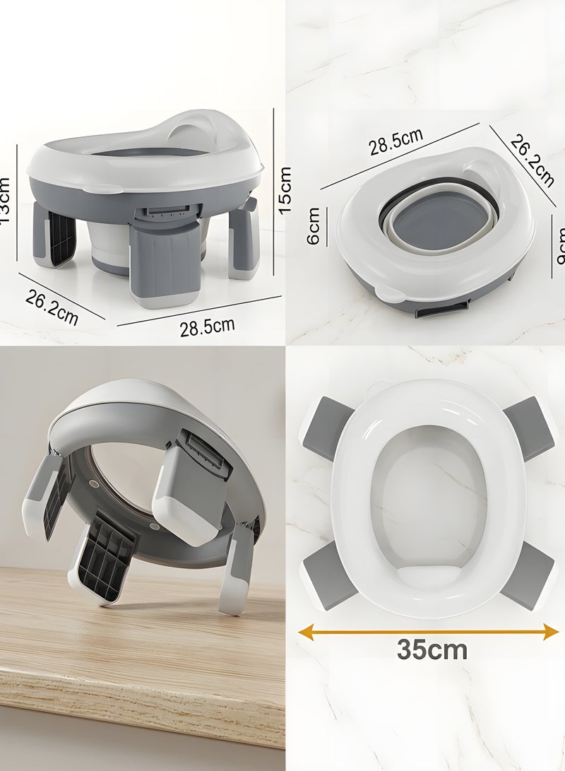 بيوينتي مرحاض تدريب محمول للأطفال مع حقيبة تخزين ، كرسي مرحاض قابل للطي للسفر للخارج والداخل سهل التنظيف ، بولية للأطفال ، مقعد مرحاض تدريب للأولاد والبنات (رمادي) - Image 2