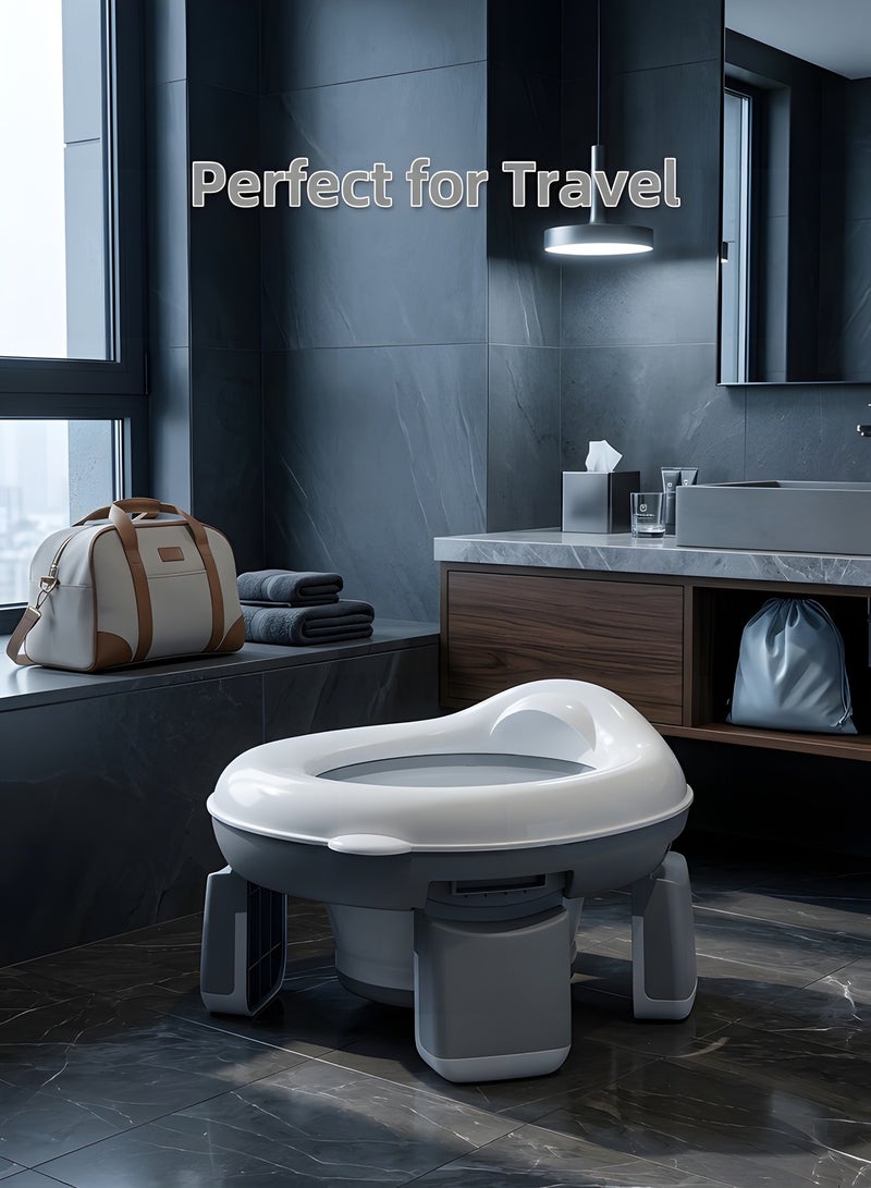 بيوينتي مرحاض تدريب محمول للأطفال مع حقيبة تخزين ، كرسي مرحاض قابل للطي للسفر للخارج والداخل سهل التنظيف ، بولية للأطفال ، مقعد مرحاض تدريب للأولاد والبنات (رمادي) - Image 5