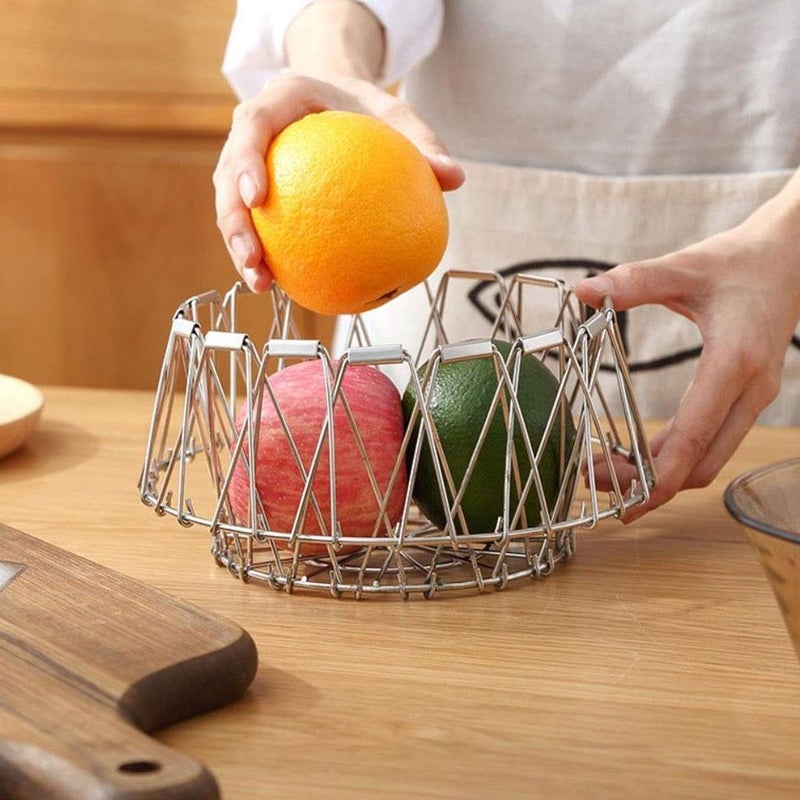 BEE HOME Multipurpose Stainless Steel Fruit and Vegetable Basket for KitchenDiningCenter TableHomeFoldable in 8 Shapes - Image 5