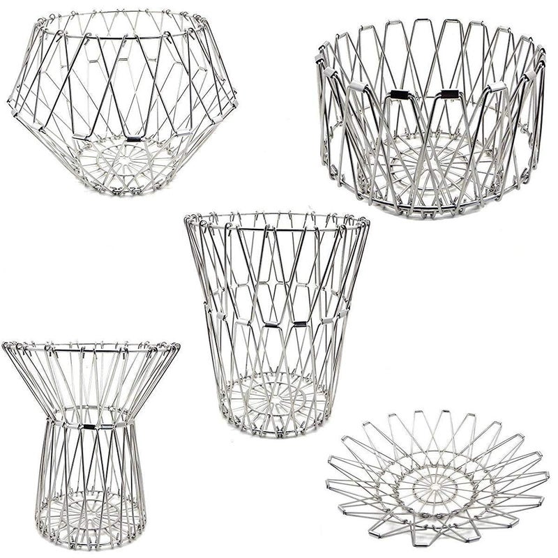 BEE HOME Multipurpose Stainless Steel Fruit and Vegetable Basket for KitchenDiningCenter TableHomeFoldable in 8 Shapes - Image 1