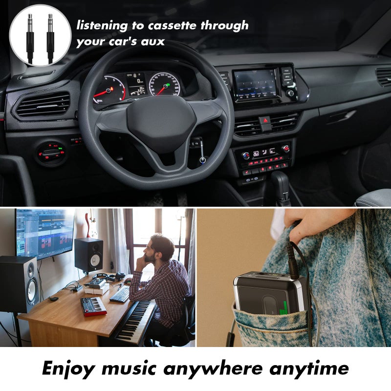 DIGITNOW USB Cassette Player, Portable Walkman Stereo Tape to MP3 Converter, Audio Music Recorder to MP3 Digital File Converter with Earphones, No PC Required, Black, BR607 - Image 5