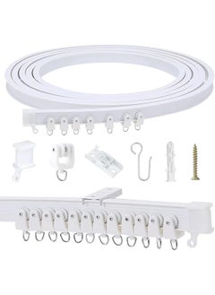 The Bros Flexible Bendable Ceiling Curtain Track, Wall Mounted Curved Track, U-shaped Slide Guide, RV Curtain Spacer, White 
