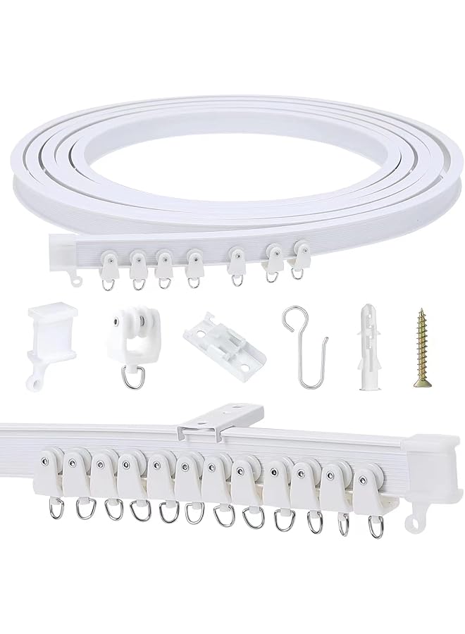 Flexible Bendable Ceiling Curtain Track, Wall Mounted Curved Track, U-shaped Slide Guide, RV Curtain Spacer, White