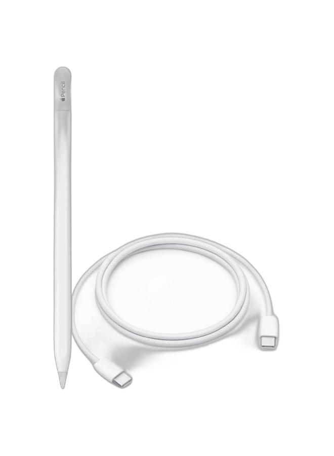 Apple Pencil (USB-C) -  Compatible with iPad Pro 13-inch (M4, M5), iPad Pro 12.9-inch (3rd, 4th, 5th, and 6th generation), iPad Pro 11-inch (M4, M5), iPad Pro 11-inch (1st, 2nd, 3rd, and 4th generation), iPad Air 13-inch (M2, M3, M4); iPad Air 11-inch (M2 and M3), iPad Air (4th and 5th generation), iPad (A16), iPad mini (A17 Pro), iPad mini (6th generation), and iPad (10th generation) White & USB-C 60W Charge Cable (1 m) White Bundle - Image 1