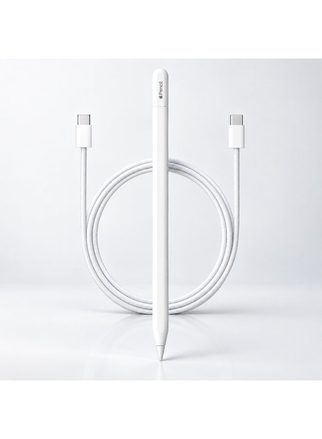 Apple Pencil (USB‑C) White with Apple 60W USB‑C Charge Cable, 1 m — Compatible iPad Bundle - Image 1