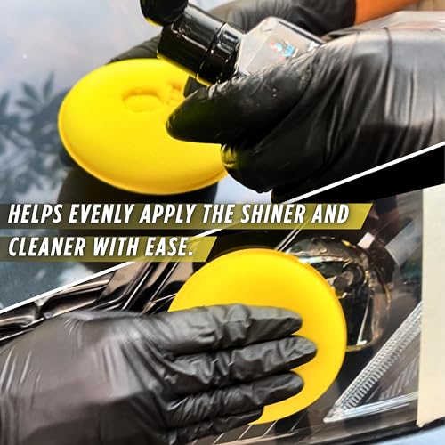 CAR SAAZ Car Headlight Cleaning Kit | Headlight Shiner & Glass Cleaner Combo with Applicator Pad & Microfiber Cloth | Complete Restoration & Shining Kit for Vehicles Glass and Headlights - Image 3