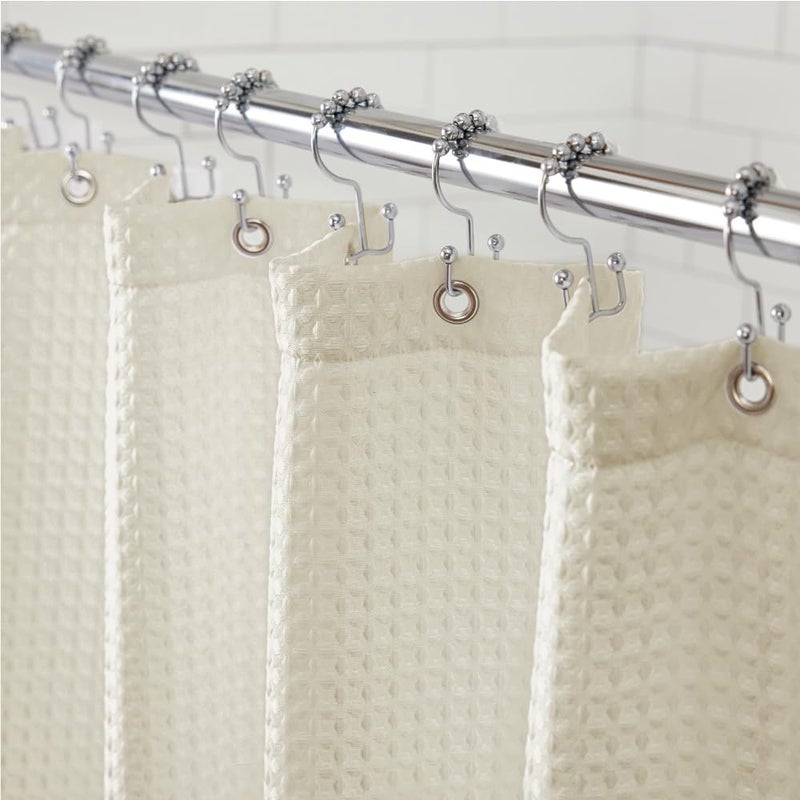 Gorilla Grip Waffle Shower Curtain  Thick Weighted Fabric  72x78  Wrinkle and Rust Resistant  Classic Hotel Quality Design  Heavy Duty Long Curtains for Bathroom Showers  Bath Tubs  Machine Wash Ivory - Image 1