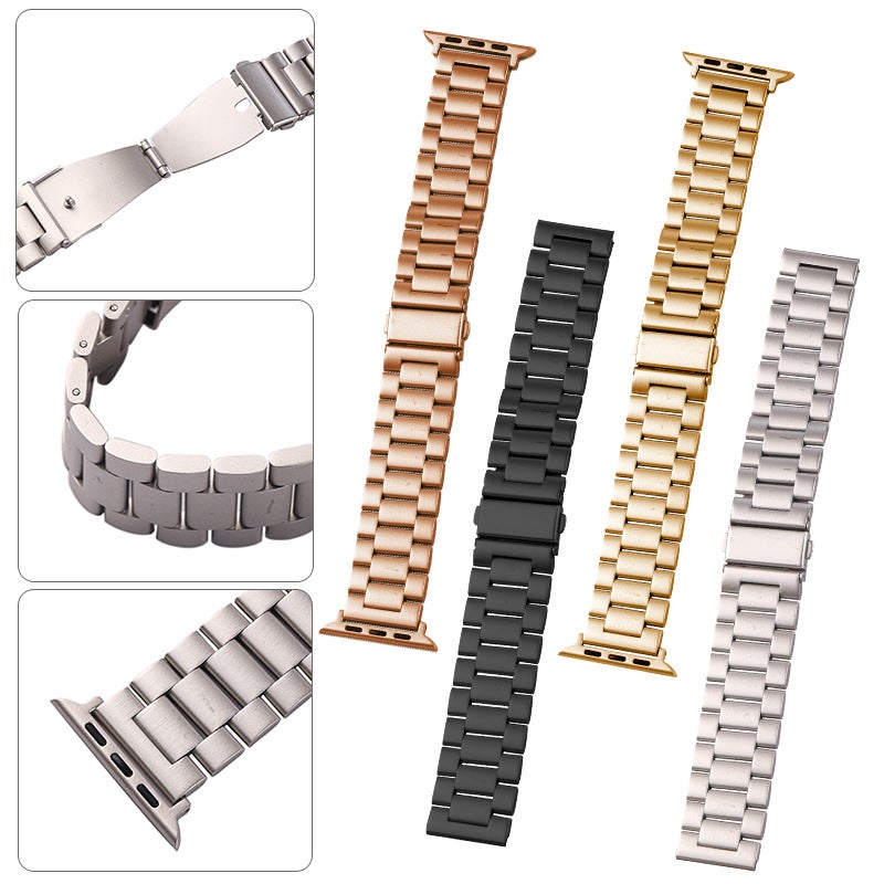 For Samsung Huawei Gt4 Stainless Steel Three Bead Watch Band Apple Watch 9 Apple Three Bead Watch Band - Image 2