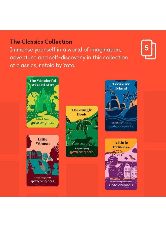 يوتو مجموعة الكلاسيكيات - 5 بطاقات صوتية للأطفال للاستخدام ومشغل صوت صغير متعدد الإمكانات، استماع بدون شاشة مع وقت لعب ممتع وقصص وقت النوم والسفر، للأعمار من 8 سنوات فما فوق - Image 2