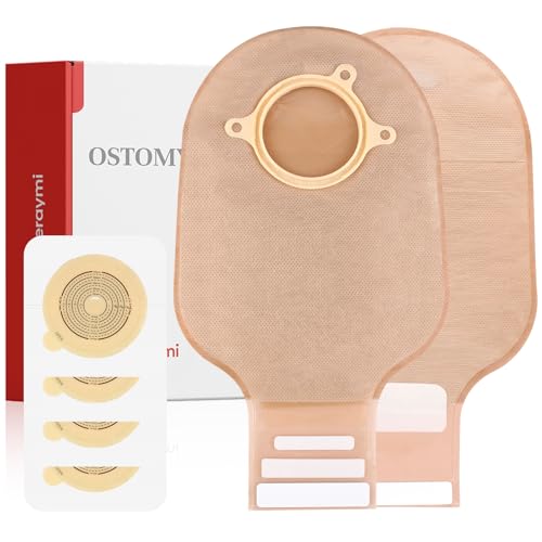 DERAYMI 22 PCS Ostomy Supplies 2 Piece Colostomy Bags Two Piece Drainable Ostomy Pouch with HookandLoop Closure for Ileostomy Stoma Care CuttoFit 16 x Bags6 x Barriers - Image 2