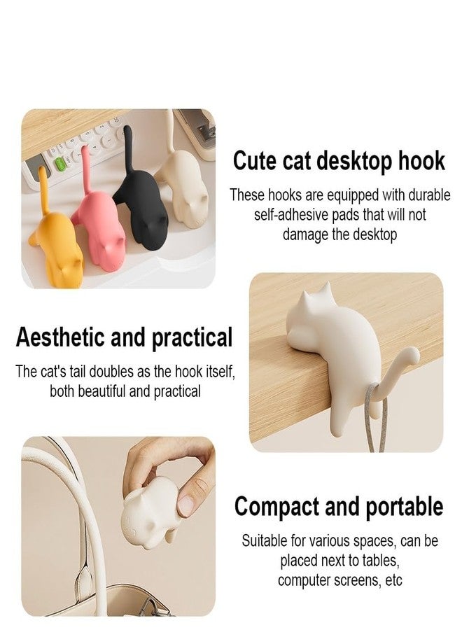 BlissCart 1 Pcs Desk Bag Cat Design Hooks Self Adhesive Entryway Shelf Hooks Desk Ornaments, Decorative Hangers Cartoon Kitty Shelf, Portable Key Purse Holders for Home Office. - Image 4