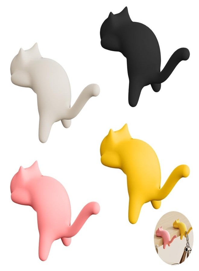 BlissCart 1 Pcs Desk Bag Cat Design Hooks Self Adhesive Entryway Shelf Hooks Desk Ornaments, Decorative Hangers Cartoon Kitty Shelf, Portable Key Purse Holders for Home Office. - Image 1