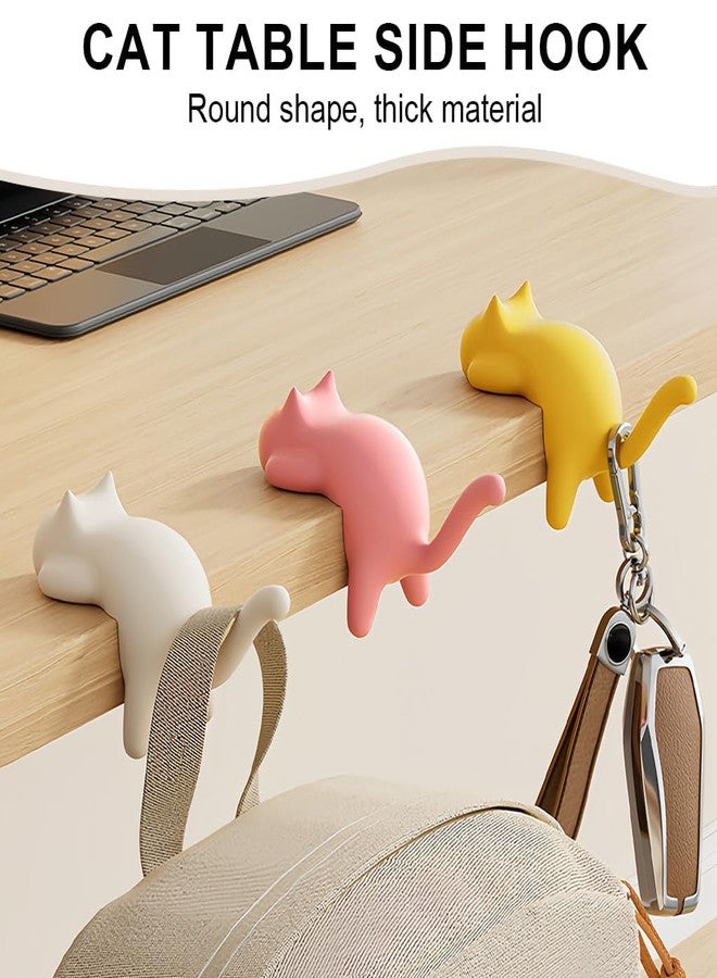 BlissCart 1 Pcs Desk Bag Cat Design Hooks Self Adhesive Entryway Shelf Hooks Desk Ornaments, Decorative Hangers Cartoon Kitty Shelf, Portable Key Purse Holders for Home Office. - Image 3