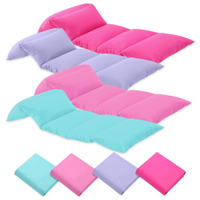 SmoothNovelty 4 Pack Kids Sleepover Pillowcase Lounger Covers DIY for 5 Pillows Sleepover Party Supplies for Girls Slumber Party Washable Lounger Bed Cover Pillow Not Included - Image 2