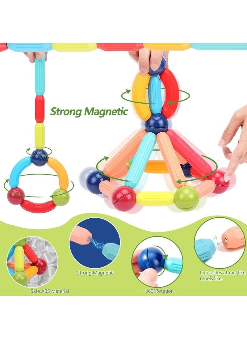 Zashe 84 PCS Magnetic Sticks and Balls – Building Magnets & Toys for Kids, Creative Magnetic Rods & Balls Construction Set  - Image 3
