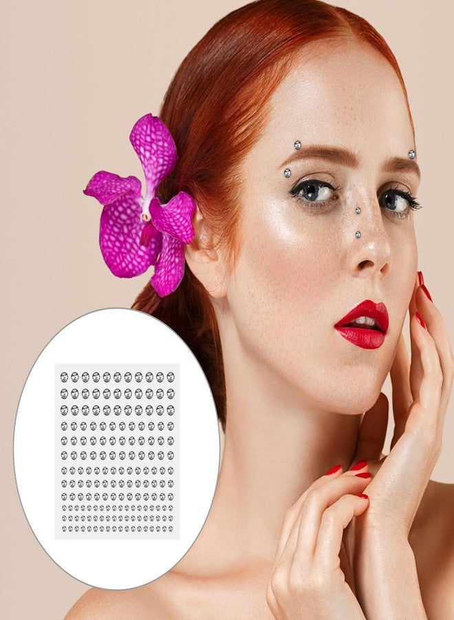 XIHIRCD 495pcs Face Gemstones, Non Piercing Nose Stud Stickers Silver Eyebrow Stud Stickers Lip Studs Stick on Face Rhinestones Diamond Stickers Cool Punk Y2K Makeup Patches for Women Men, Medium - Image 4