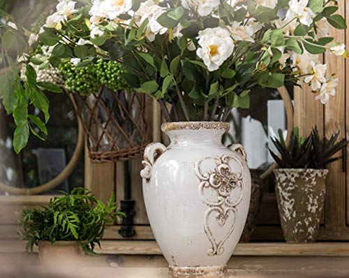 Soyizom Unique Shabby Chic White Rustic Ceramic Vase, 17cm Height, Suitable for Tabletop, Kitchen, Office, Living Room Decoration - Image 4
