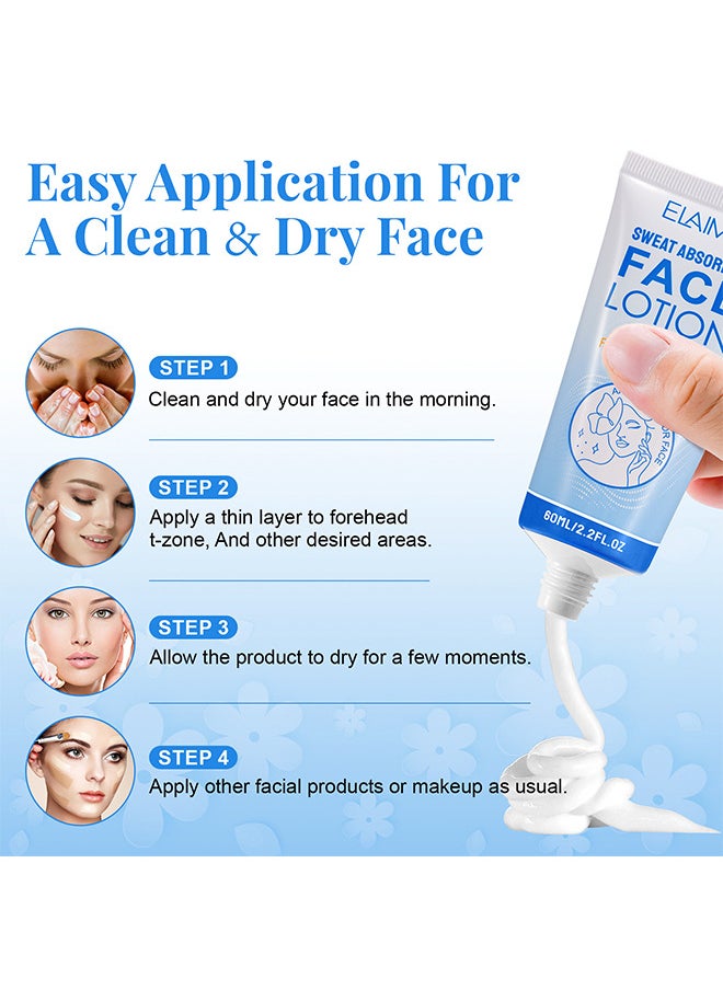 Elaimei - Sweat Absorbing Face Lotion, Helps Keep Your Face, Forehead And Scalp Dry, Helps Control Oily Skin, Shine And Facial Perspiration, Replenishing And Smoothing Formula, Reduces Face And Body Sweating - Image 1