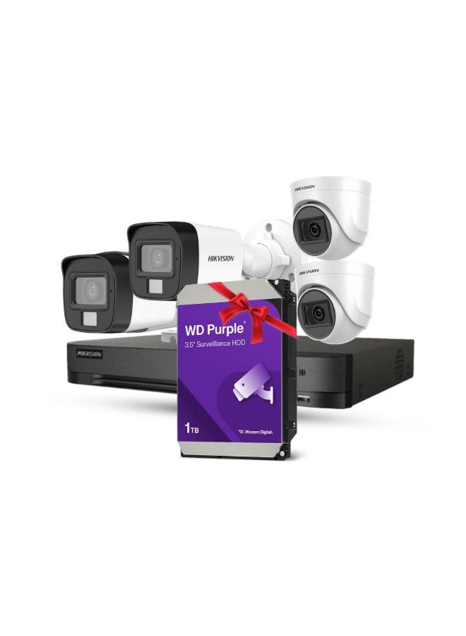 HIKVISION 5MP Camera Full Surveillance System | 2 Indoor + 2 Outdoor Cameras + 4-Channel DVR + 1TB WD Purple HDD + RG59 Cable - Image 2