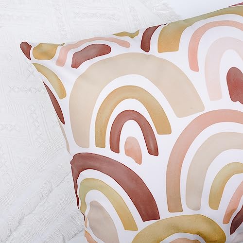 Bonhause Boho Rainbow Throw Pillow Covers 18x18 Set of 4 Inspirational Quote Heart Decorative Pillows Soft Velvet Cushion Covers for Girls Kids Bedroom Nursery Decor - Image 4