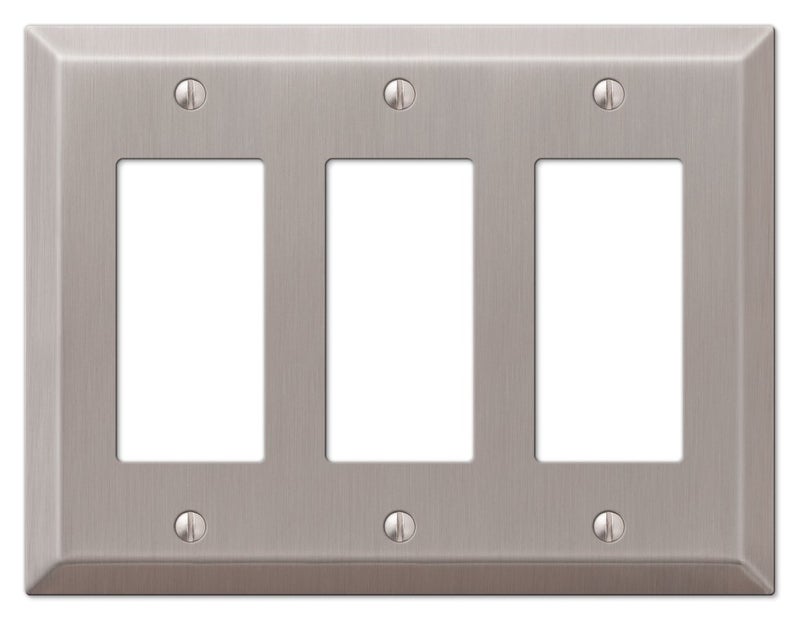 Amerelle Century Triple Rocker Steel Wallplate In Brushed Nickel - Image 1