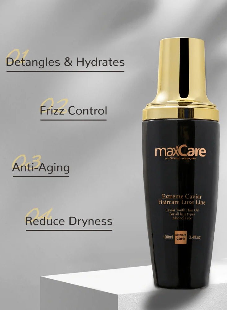 Maxcare Caviar Youth Hair Oil 100ml – Deep Repair & Nourishment for Dry, Colored, or Damaged Hair - Image 4