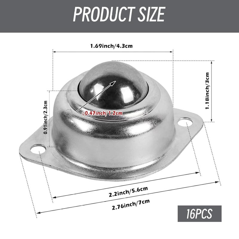 16 Pack Ball Casters with Screws for Furniture Transmission DIY Projects - Image 5