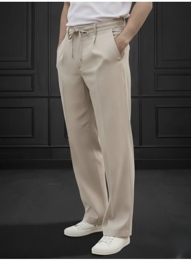 RIGO Beige Straight Fit Pants for Men - Image 1