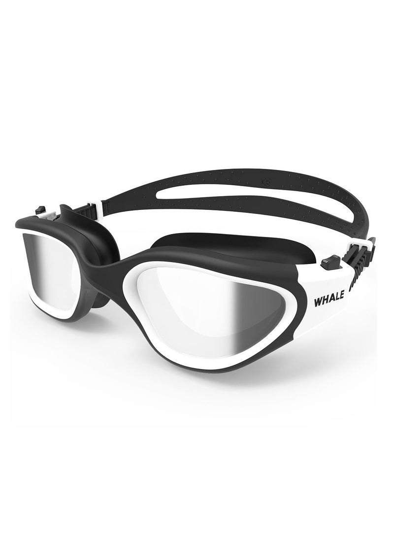 Whale Professional Adult Anti-fog UV protection Lens Men Women Swimming Goggles Waterproof Adjustable Silicone swim (White) - Image 1