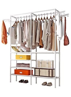 Durable Movable Clothes Rack with Wardrobe Hanger and Clothes Storage Holder