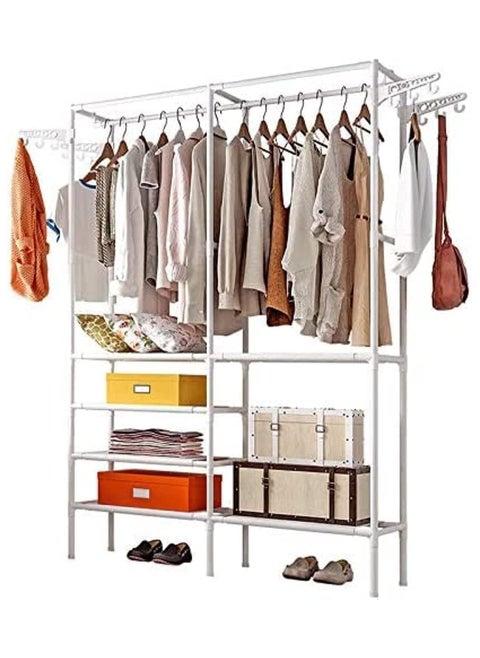 Durable Movable Clothes Rack with Wardrobe Hanger and Clothes Storage Holder