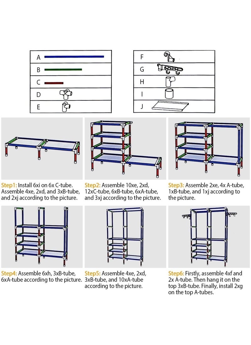 KITCHENOO - Durable Movable Clothes Rack with Wardrobe Hanger and Clothes Storage Holder - Image 1