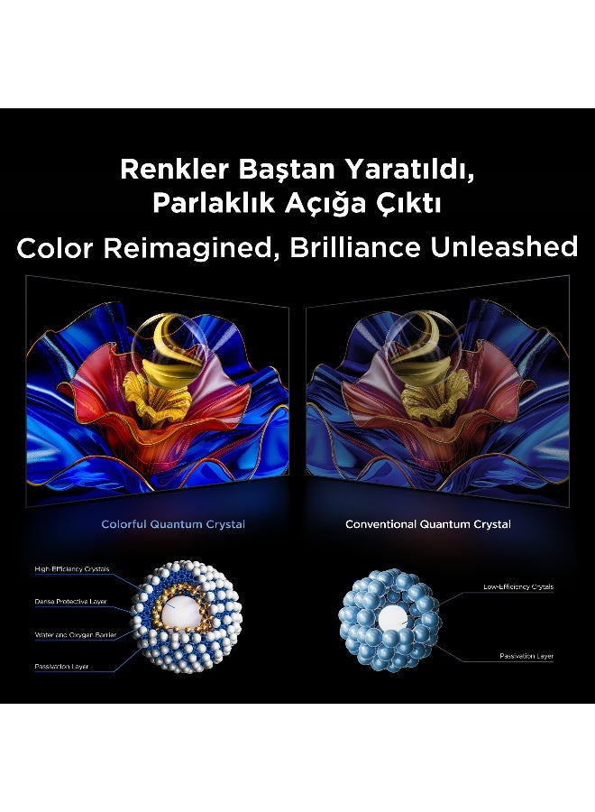 تي سي إل تلفاز ذكي 55 بوصة 4K QLED ملون كوانتم كريستال HDR 10+ للألعاب Google TV، معدل تحديث أصلي 144Hz، ONKYO 2.1 Hi-Fi، Dolby Atmos، DTS Virtual X، MEMC، Game Master (طراز 2025) - Image 2