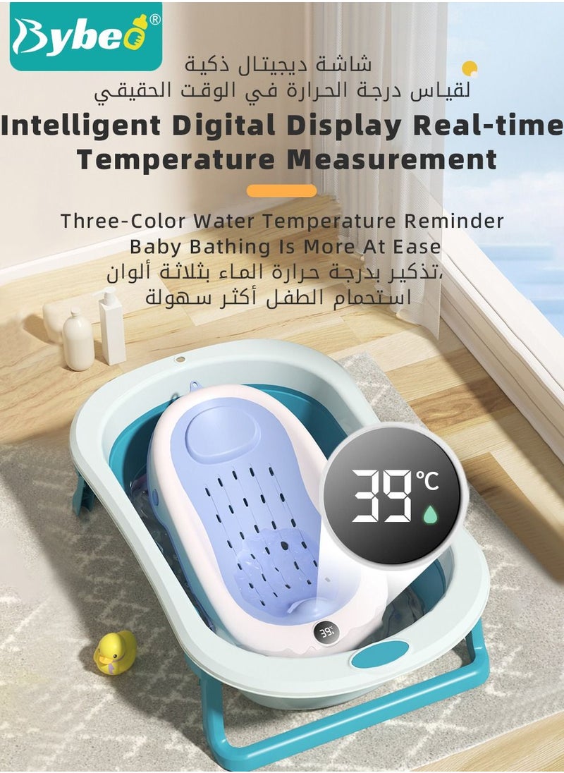 Bybeo 8 PCS Baby Bath Chair,Clean Cradle, Infant Bather Support with Temperature Sensing + Hair Washing Shampoo Cup + Brush + 2 Ducks + 3 Ocean Balls for Newborn to Toddler Use in the Sink or Bathtub  - Image 3