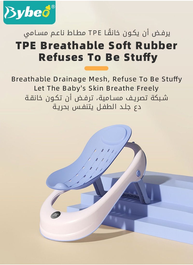 Bybeo 8 PCS Baby Bath Chair,Clean Cradle, Infant Bather Support with Temperature Sensing + Hair Washing Shampoo Cup + Brush + 2 Ducks + 3 Ocean Balls for Newborn to Toddler Use in the Sink or Bathtub  - Image 5