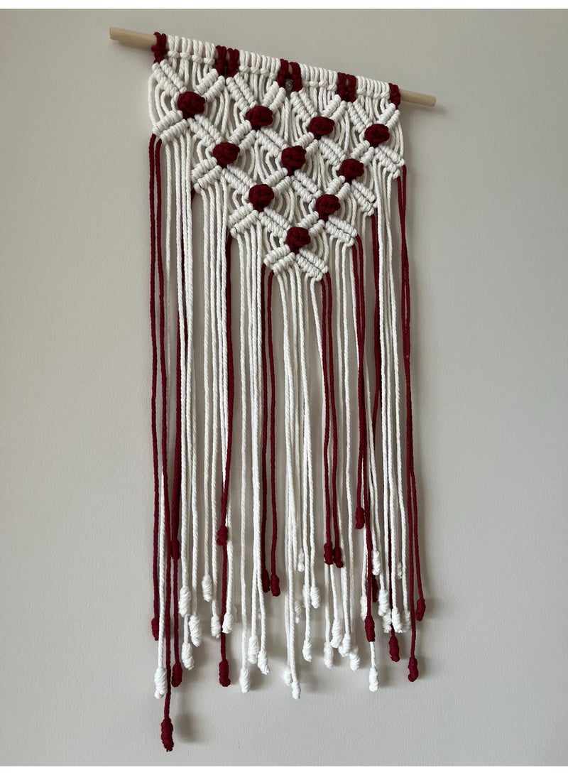 Antikiano A unique handmade macramé piece crafted with care from natural cotton threads, featuring a modern bohemian design that adds warmth and elegance to any space. It is characterized by precise knots and artistic details that bring a sense of calm and harmony. Perfect for wall decoration or as a special gift for lovers of handmade crafts and boho-style décor. - Image 1