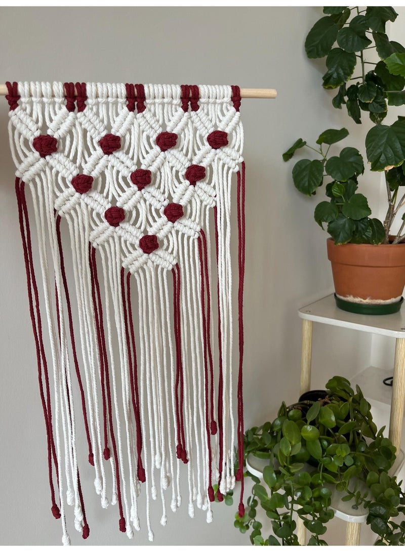 Antikiano A unique handmade macramé piece crafted with care from natural cotton threads, featuring a modern bohemian design that adds warmth and elegance to any space. It is characterized by precise knots and artistic details that bring a sense of calm and harmony. Perfect for wall decoration or as a special gift for lovers of handmade crafts and boho-style décor. - Image 4