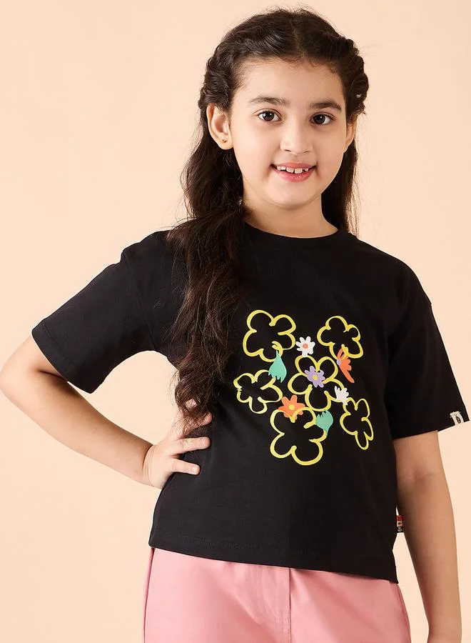 ستايلو بج تيشيرت قطن بنقشة زهور للبنات