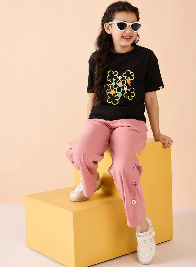 ستايلو بج تيشيرت قطن بنقشة زهور للبنات