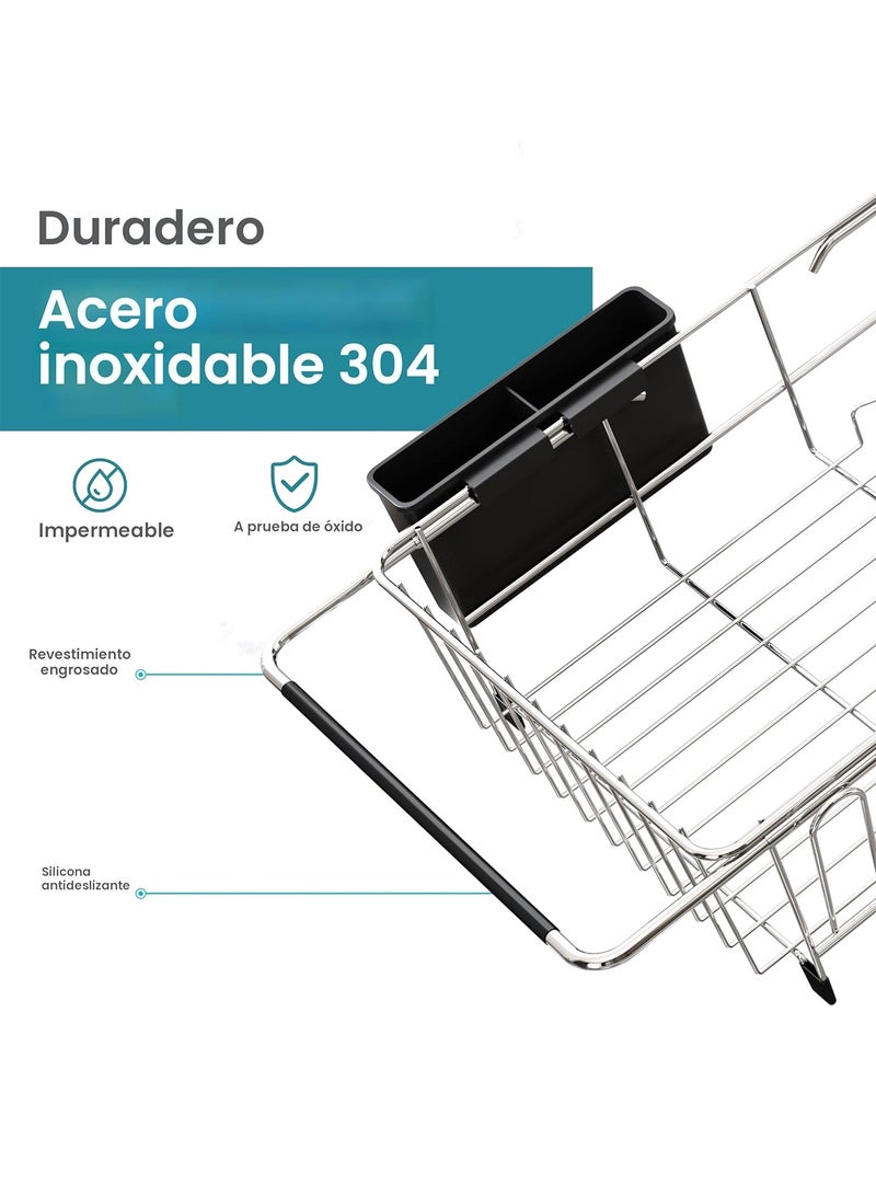 LOOPITYS Dish Drying Rack in Sink, Expandable Stainless Steel Dish Drainers for Kitchen Counter, Dish Dryer Rack for Inside Sink, Over The Sink Dish Racks with Utensil Holder, Silver - Image 5