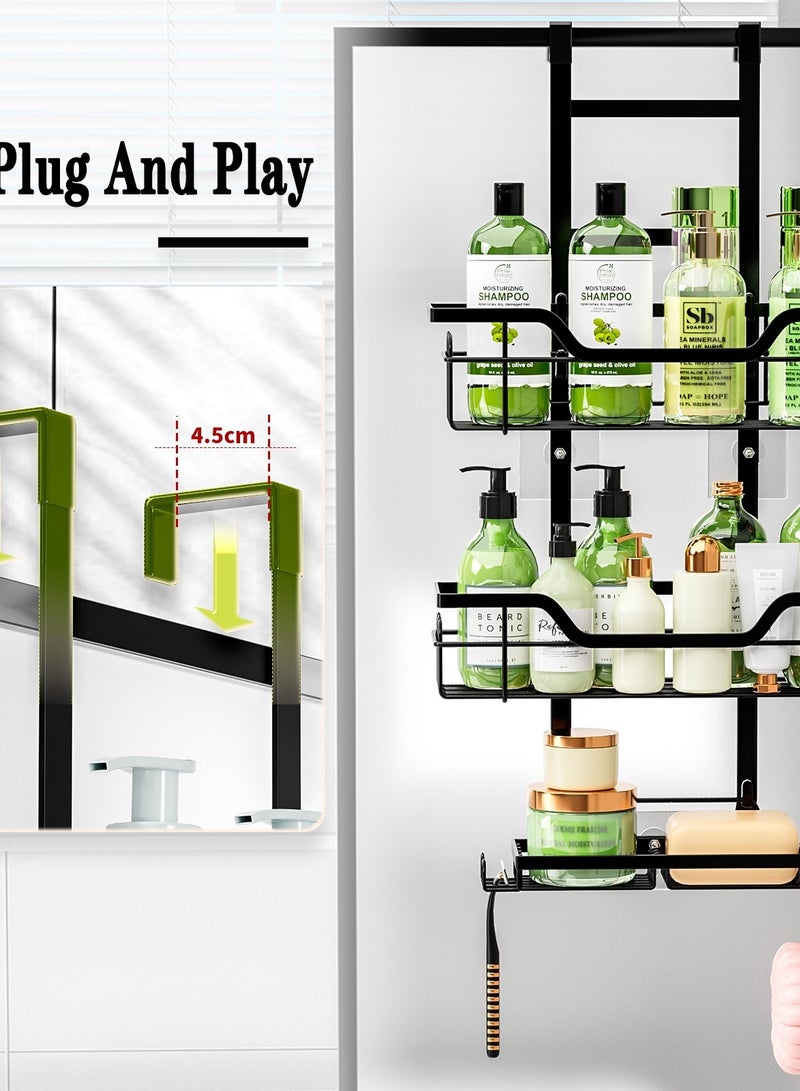 3-Tier Over The Door Shower Caddy, Adhesive Bathroom Organizer,Adjustable Shower Organizer Hanging - Image 2