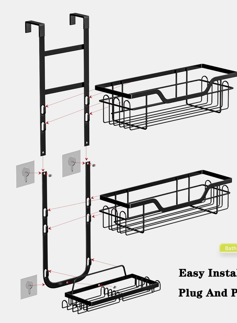 3-Tier Over The Door Shower Caddy, Adhesive Bathroom Organizer,Adjustable Shower Organizer Hanging - Image 3