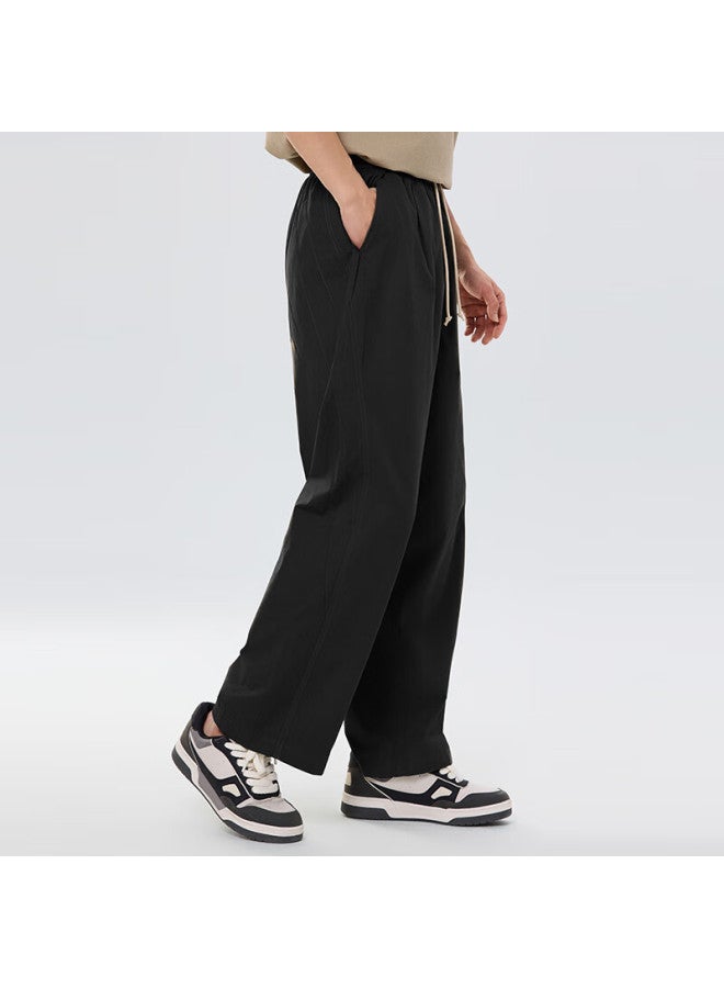 Markless Vertical Copper Ammonia Fiber Casual Pants For Men, Twill Trousers, Comfortable Breathable Loose Straight-leg Pants 5815 Starry Sky Black L - Image 1