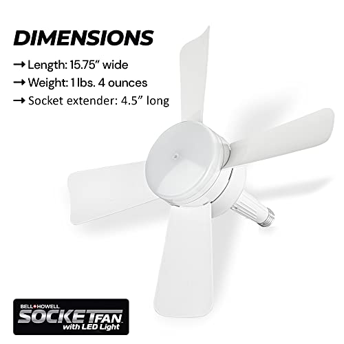 Bell Howell Bell+Howell Socket Breeze Modern Ceiling Fans with LED Lights, 10" LED E26/E27 Screw Base Mini Light Socket Fan with Cord for Bedroom, Living Room, Kitchen, Balcony - Image 4