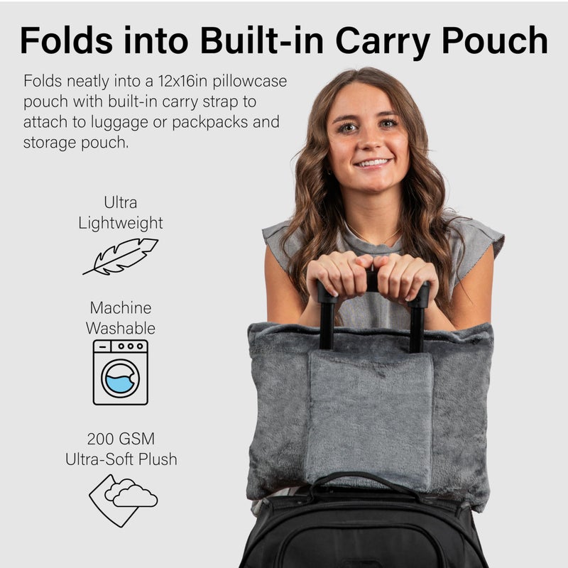 NAPRO 3â€‘inâ€‘1 Travel Blanket and Pillow Combo â€“ Convertible Infinity Scarf â€“ Lightweight Neck Support for Airplane, Car & Camping â€“ Gray - Image 4
