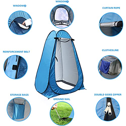 Harions Privacy Portable Outdoor Camping and Hiking Shower Toilet Tent,Changing Room for Camping and Beach, Instant Easy Set Up Foldable Tent with Carry Bag,[Green] - Image 3