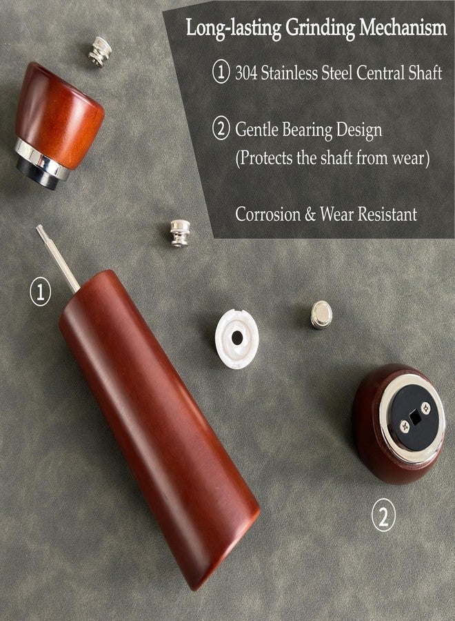 TLYSXPRO Wooden Salt and Pepper Grinder Set – Refillable Salt and Pepper Mill with Adjustable Upgraded Large Size Ceramic Burr – Manual Pepper Grinder with Beech Wood Body – 8.3” Tall - Image 5