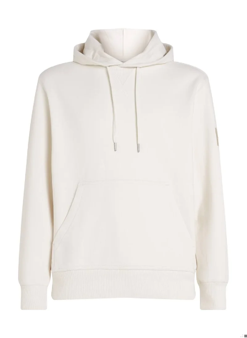 Calvin Klein Jeans Men's Badge Logo Hoodie - Cotton, White