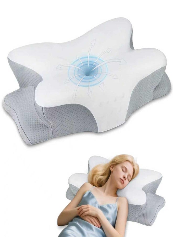 CCidea Cervical Neck Pillow, Ergonomic Memory Foam Pillow for Side Sleepers, Breathable Contoured Support Pillows with Removable Cover,Orthopedic Bed Pillow for Side Back Stomach Sleeper - Image 1